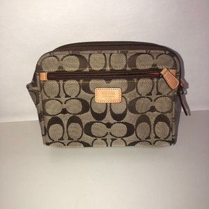 Coach Signature Cosmetic Pouch Leather Trim # 1292